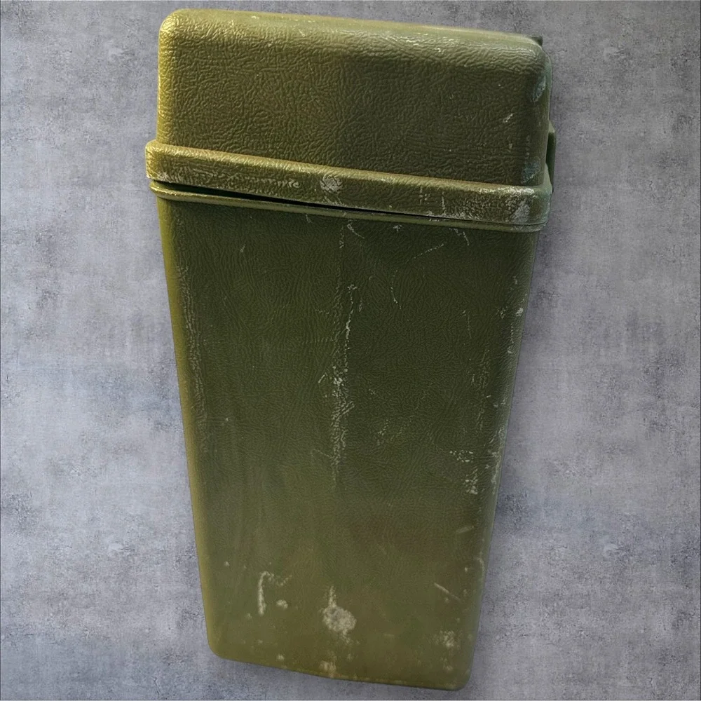 Vintage 1970's Sterling Plastics File Storage‎ Box in Army Green File Folders